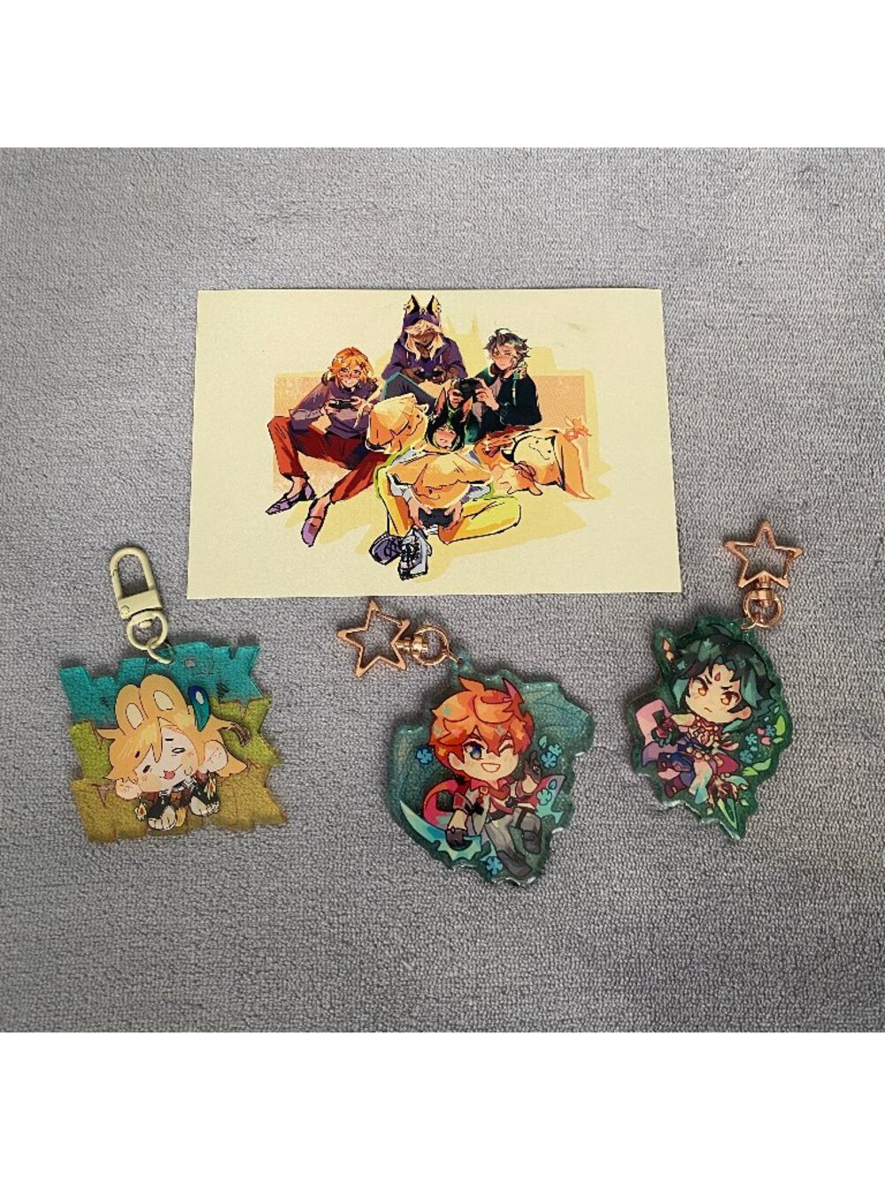 Genshin Impact Fanmerch Lot - Childe Xiao Kaveh Acrylic Keychains & Sumeru Print